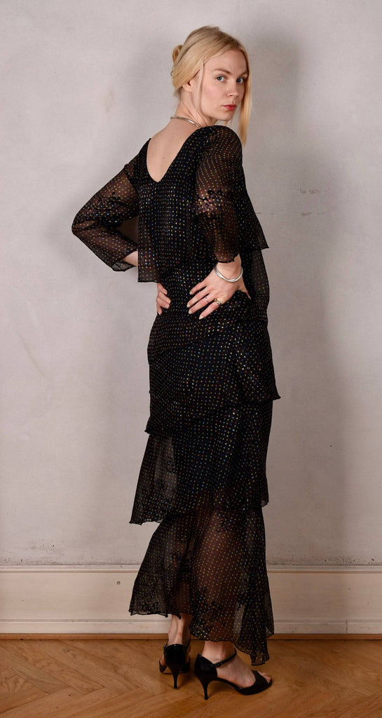 Nyn-Frida, The "magic" dress in layers, with 4/5 sleeves "Blears" - Tone Barker Silk