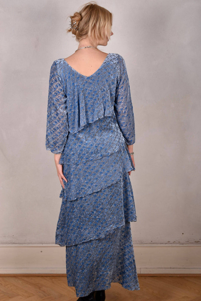 Nyn-Frida, The "magic" dress in layers, with 4/5 sleeves "Star Velvet" - Tone Barker Silk