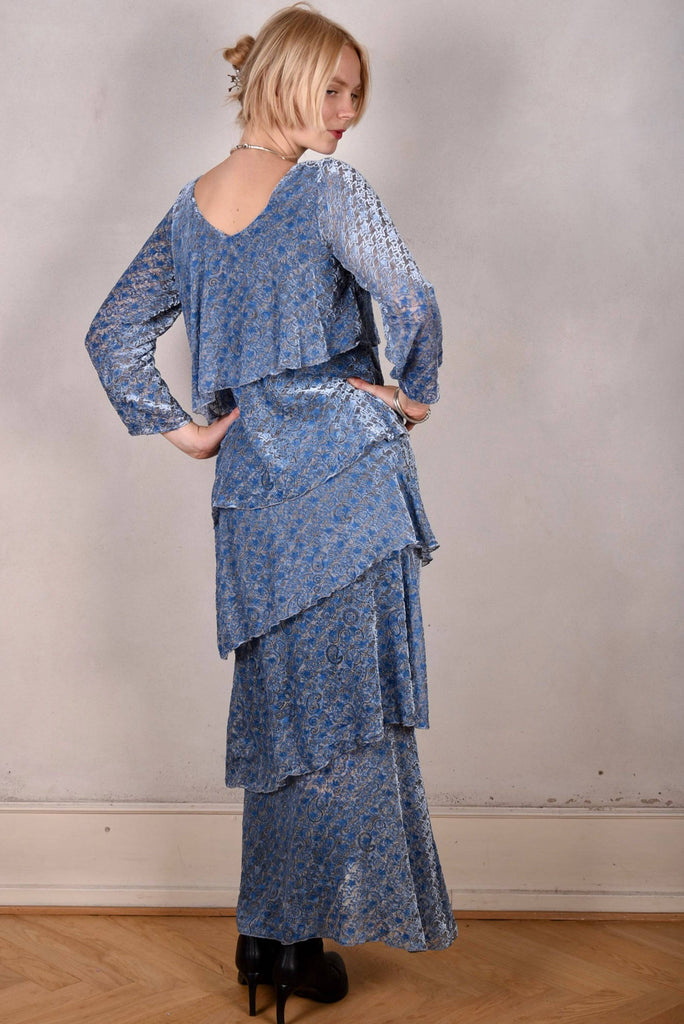 Nyn-Frida, The "magic" dress in layers, with 4/5 sleeves "Star Velvet" - Tone Barker Silk