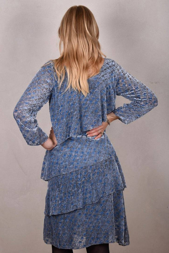 Nynne "the magic dress" in silk velvet devoré on stretch silk satin. "Star-velvet" - Tone Barker Silk