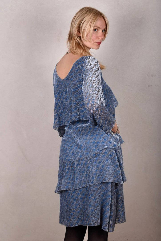 Nynne "the magic dress" in silk velvet devoré on stretch silk satin. "Star-velvet" - Tone Barker Silk