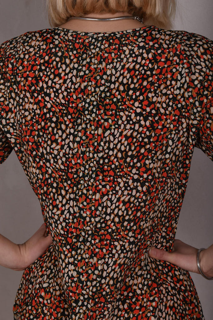 Phoebe. Dress in silk/viscose Crepe-de-Chine, bohemian style. "Bee drops" - Tone Barker Silk