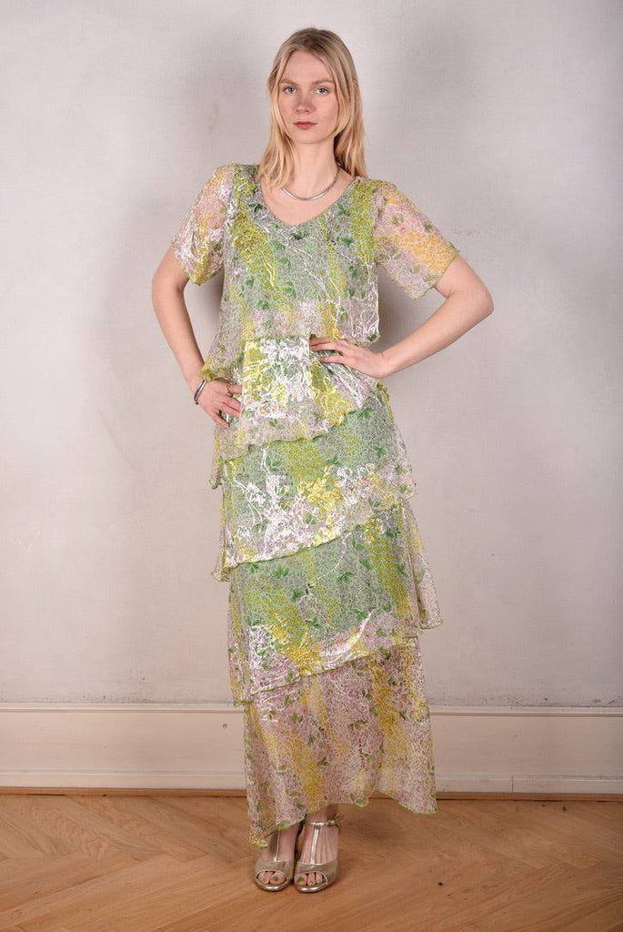 San-Frida The magic dress in spring/summer version. Print: "Pearly Fleur" - Tone Barker Silk