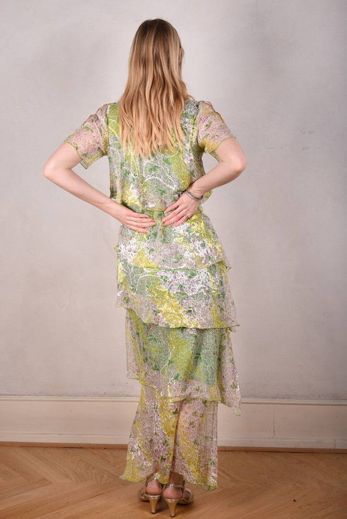 San-Frida The magic dress in spring/summer version. Print: "Pearly Fleur" - Tone Barker Silk