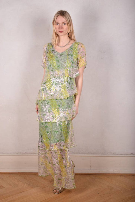 San-Frida The magic dress in spring/summer version. Print: "Pearly Fleur" - Tone Barker Silk