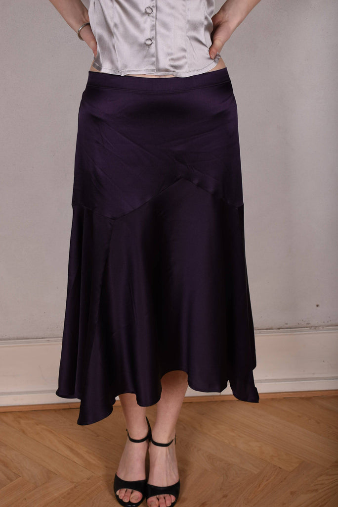Skirt-Nulle in Silk stretch satin.  "Night Purple" - Tone Barker Silk