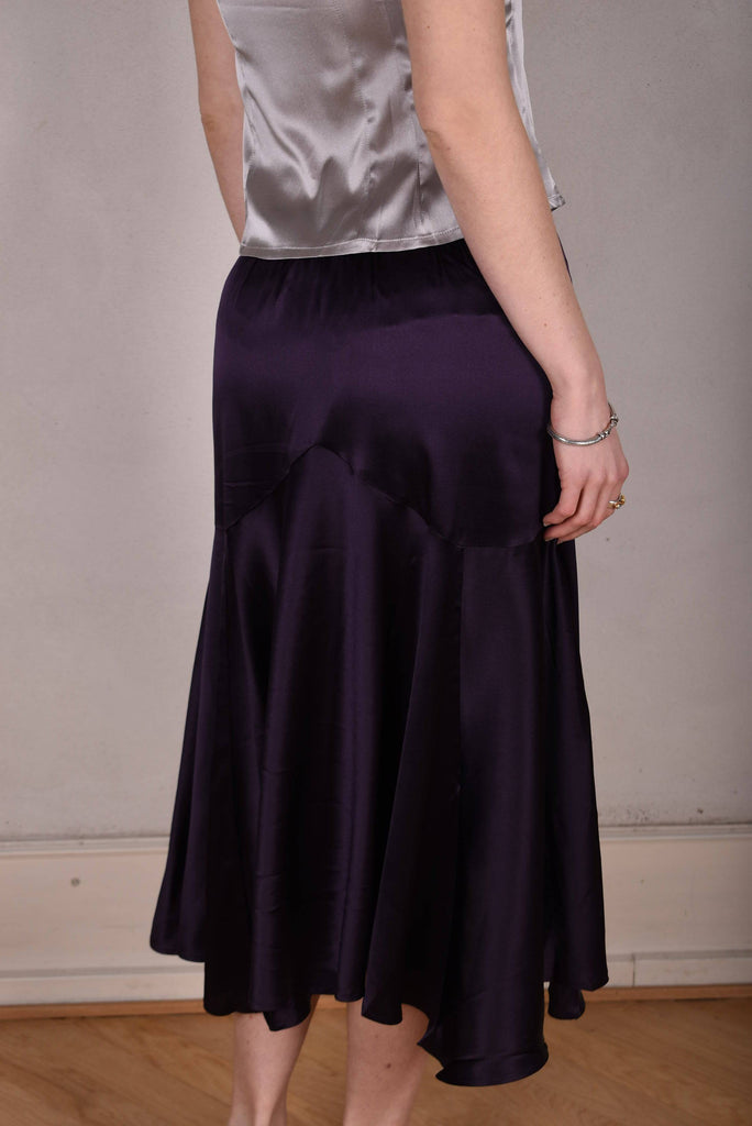 Skirt-Nulle in Silk stretch satin.  "Night Purple" - Tone Barker Silk