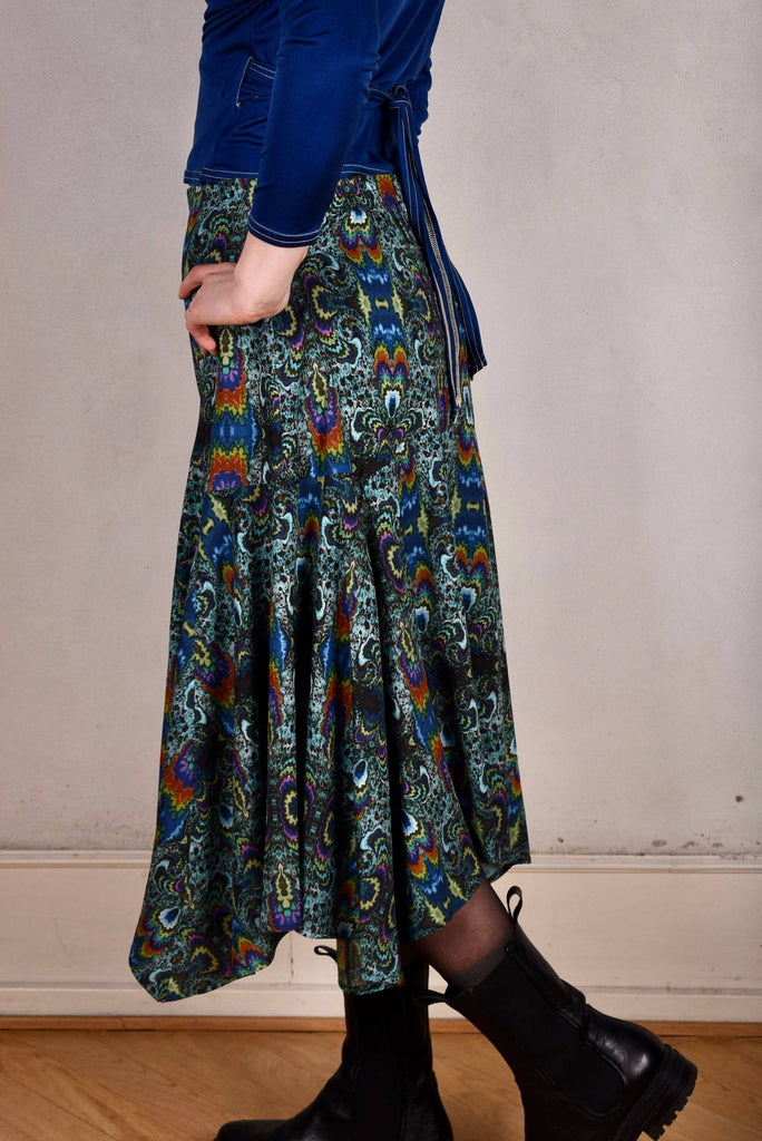 Skirt-Nulle in Silk stretch satin. Print "Fraktalia" - Tone Barker Silk