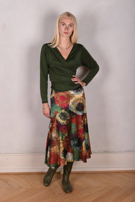 Skirt-Nulle in Silk stretch satin. Print "Swirl" - Tone Barker Silk