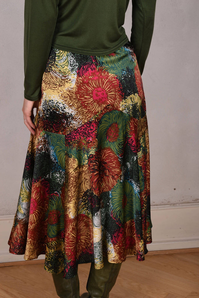 Skirt-Nulle in Silk stretch satin. Print "Swirl" - Tone Barker Silk