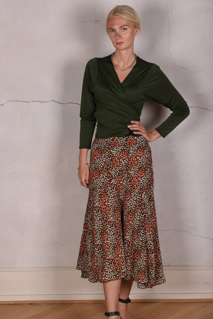 Skirt-Nulle in Silk/viscose Crepe de Chine. Print "Be-drops" - Tone Barker Silk