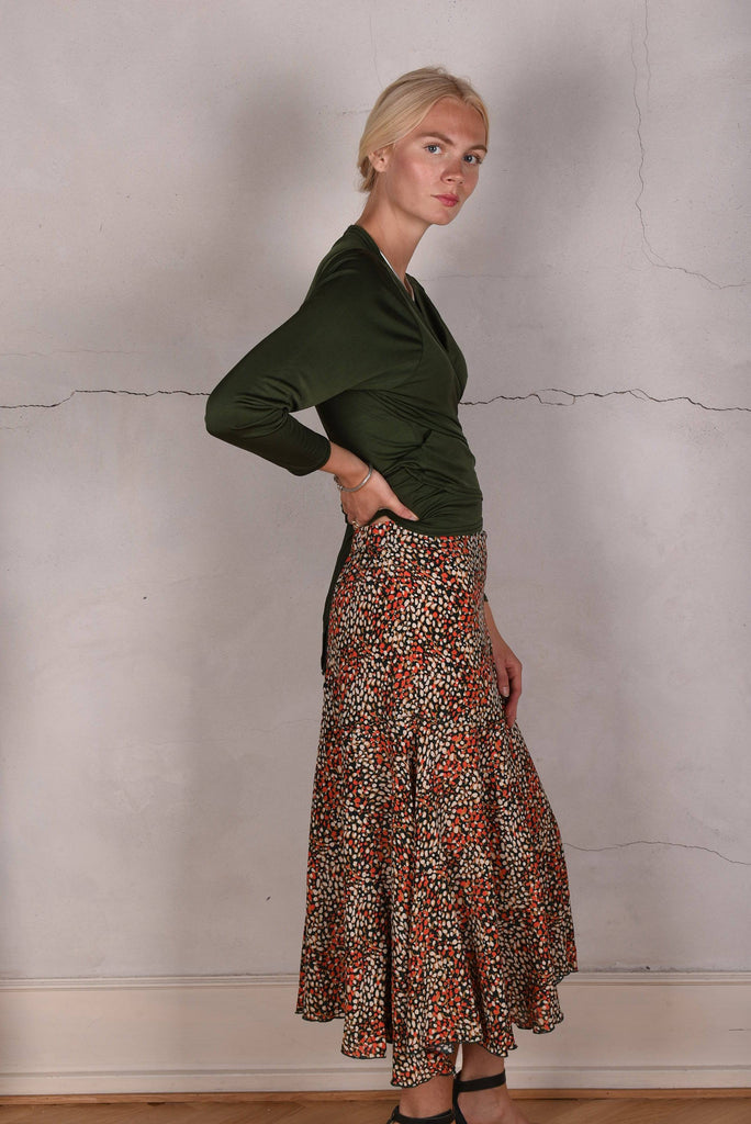 Skirt-Nulle in Silk/viscose Crepe de Chine. Print "Be-drops" - Tone Barker Silk