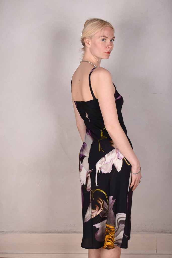 M.BARKER Pallas Midi length , bias cut "slip" dress in  Stretch silk 95% silk/5% elastan "Deflowered" - Tone Barker Silk