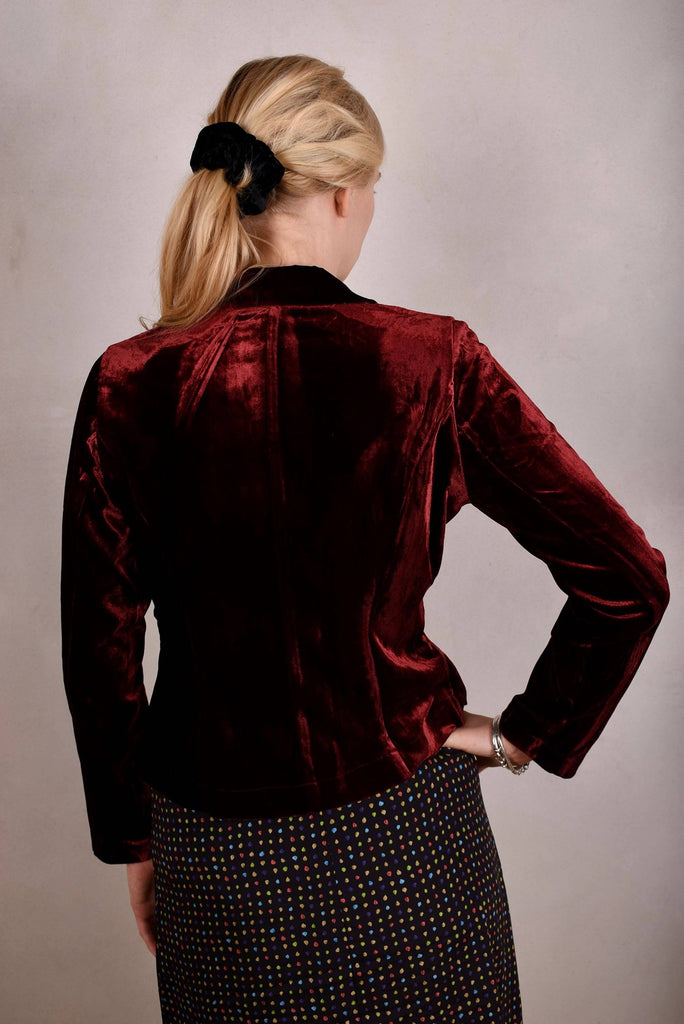 Patti-velvet. Silk stretch Velvet Jacket. Burgundy - Tone Barker Silk