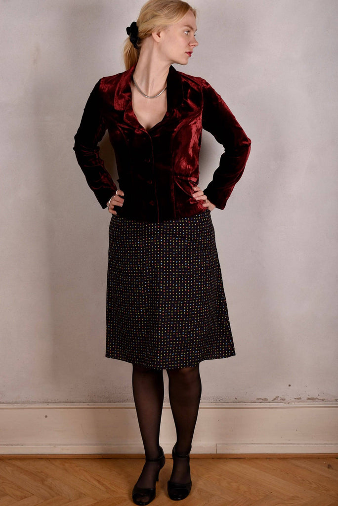 Patti-velvet. Silk stretch Velvet Jacket. Burgundy - Tone Barker Silk