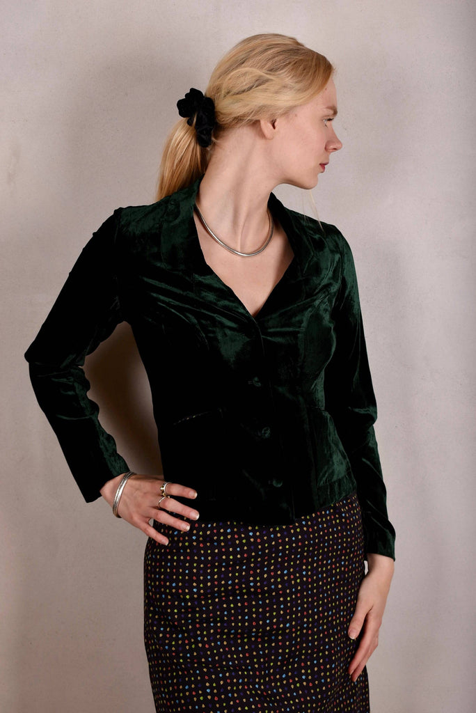 Patti-velvet. Silk stretch Velvet Jacket. "Forrest" - Tone Barker Silk