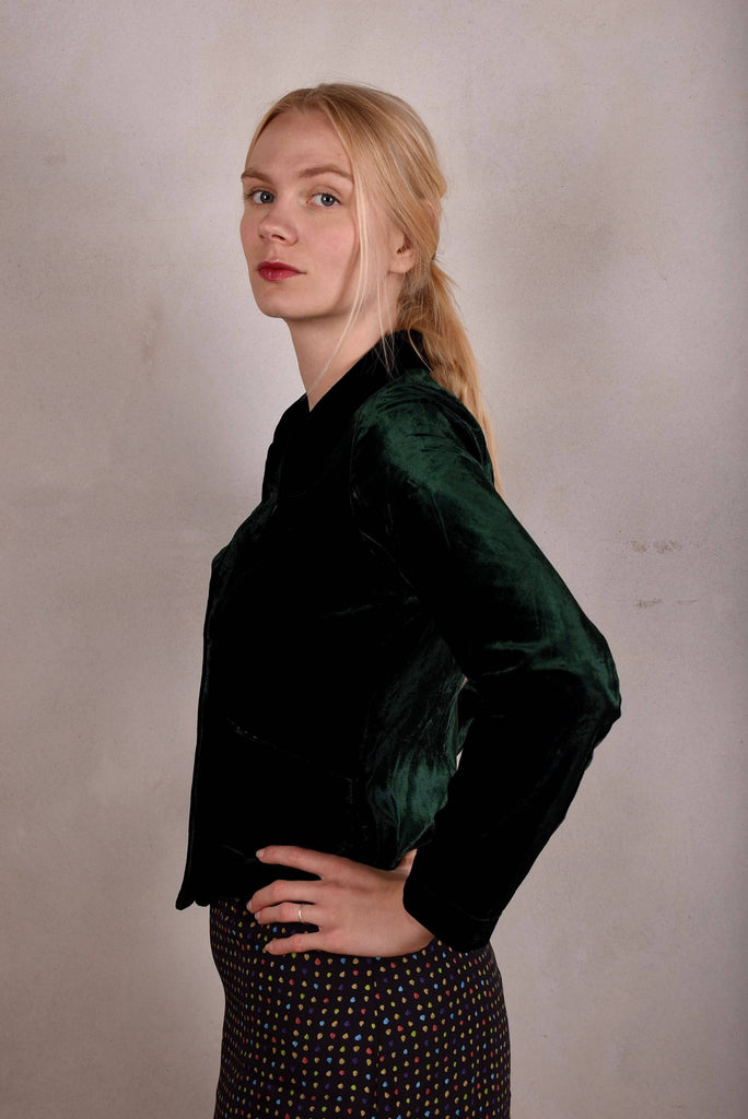 Patti-velvet. Silk stretch Velvet Jacket. "Forrest" - Tone Barker Silk