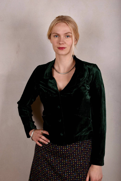 Patti-velvet. Silk stretch Velvet Jacket. "Forrest" - Tone Barker Silk