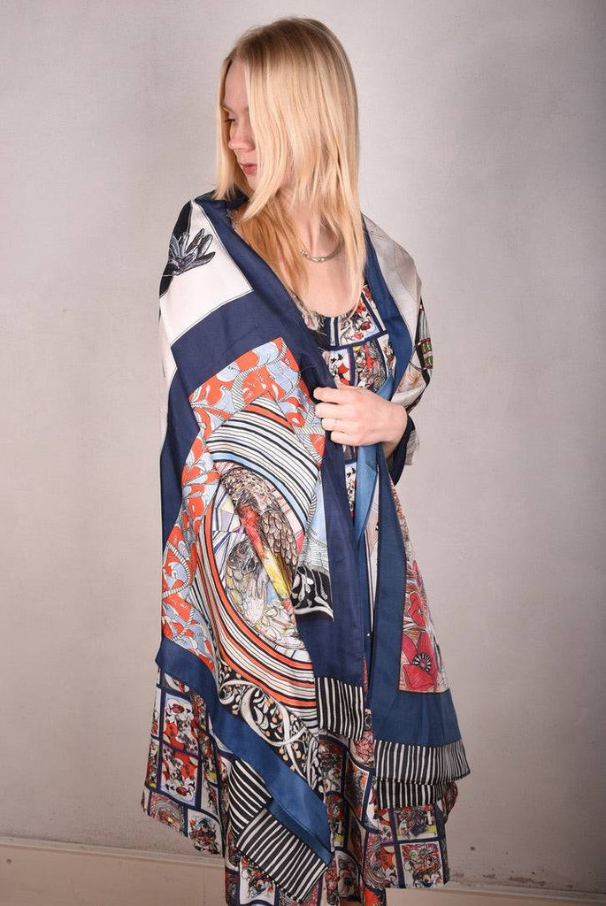 Artist Scarf. 100% SilkHabotai  70X200 cm. "Major Suse" by Suse Hartung - Tone Barker Silk