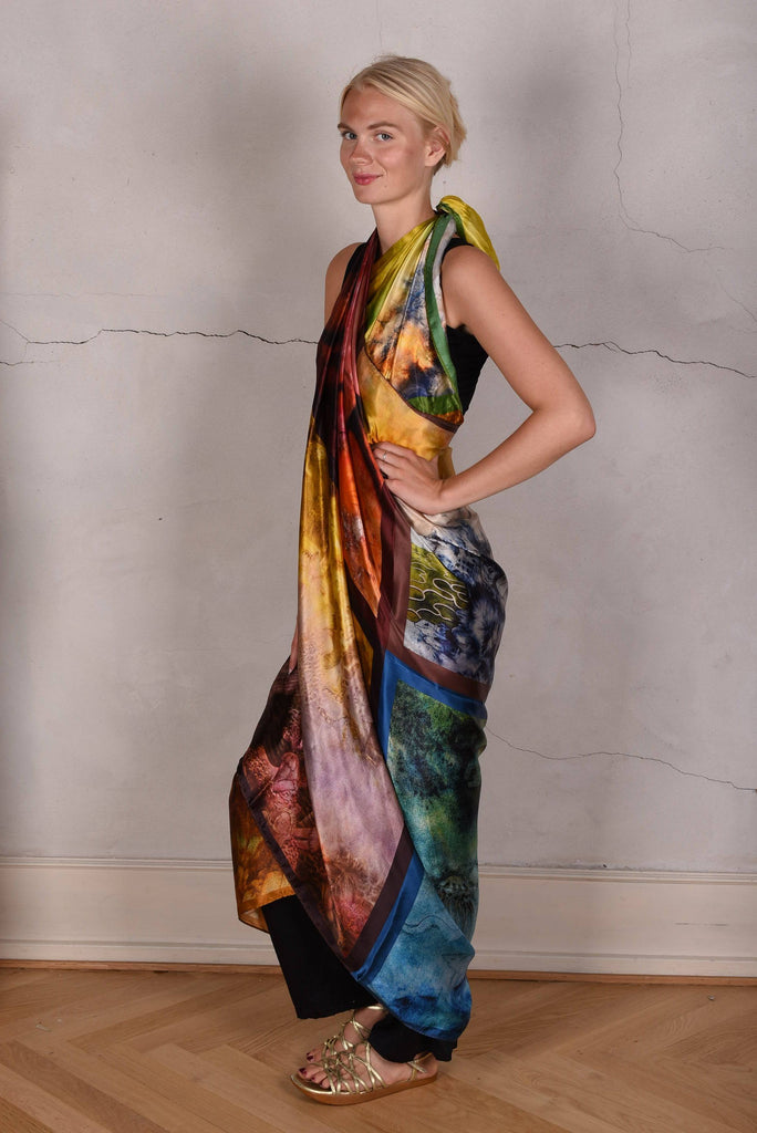 Artist scarf. Boje Barker. "The Collection" - Tone Barker Silk
