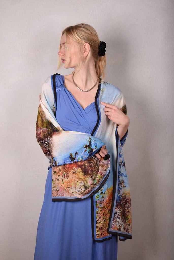 Artist Scarf. Silk Crepe-de-Chine 70X200 cm. "Promises" by Martin Spang Olsen - Tone Barker Silk