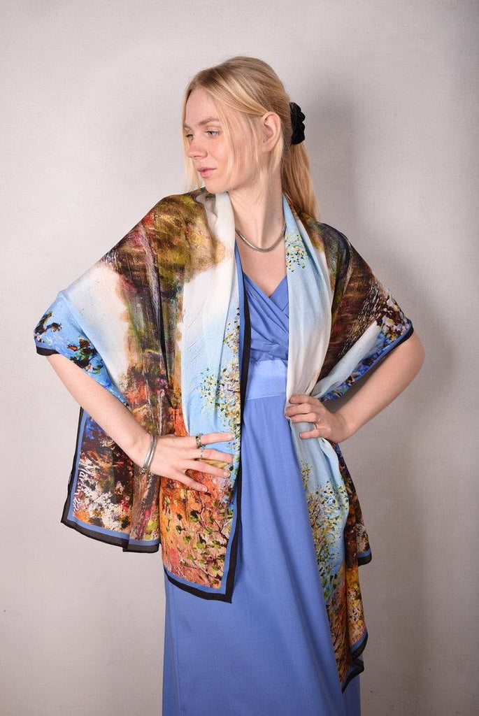 Artist Scarf. Silk Crepe-de-Chine 70X200 cm. "Promises" by Martin Spang Olsen - Tone Barker Silk