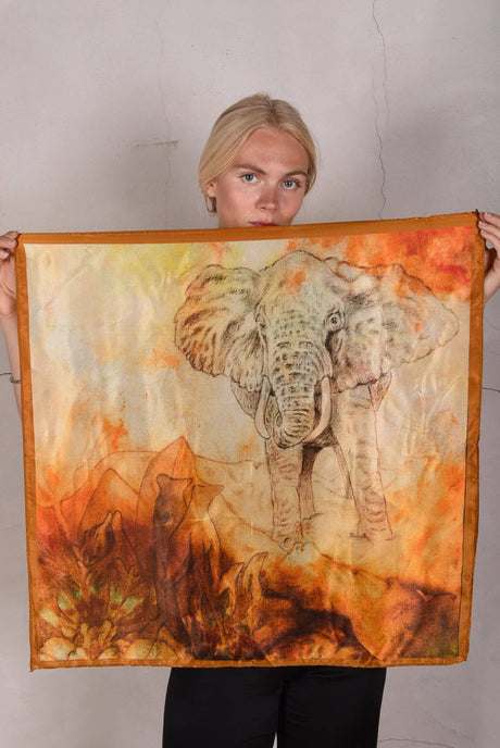 Artist Scarf. Silk Satin 70X70 cm. Boje Barker "Copper" - Tone Barker Silk