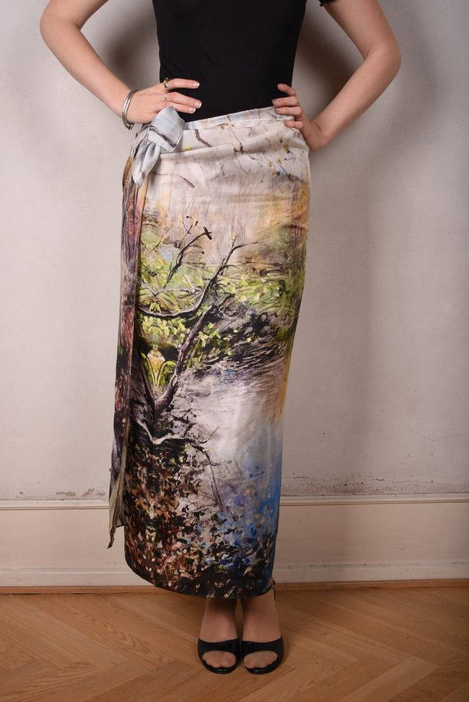 Crush, artist. Large Shawl/sarong in 100% silk Habotai. Martin spang Olsen  "Early Eve" - Tone Barker Silk