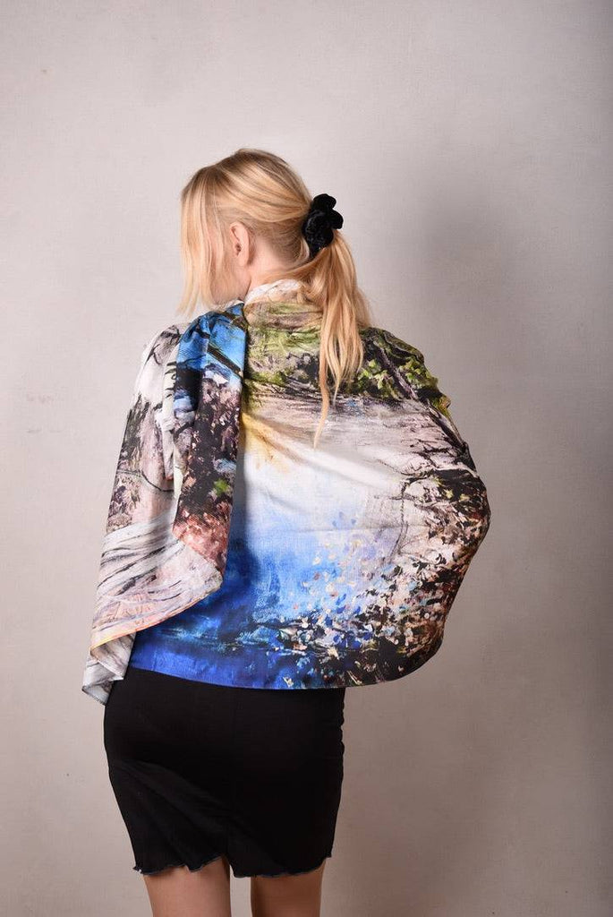 Crush, artist. Large Shawl/sarong in 100% silk Habotai. Martin spang Olsen  "Early Eve" - Tone Barker Silk