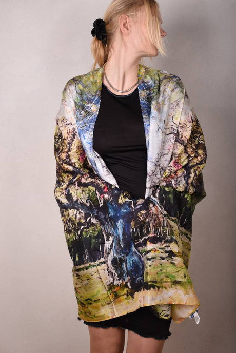Crush, artist. Large Shawl/sarong in 100% silk Habotai. Martin Spang Olsen "Oak Dance" - Tone Barker Silk