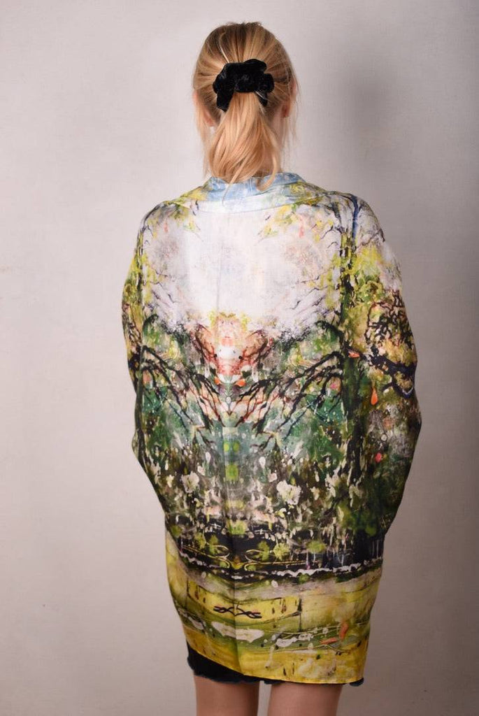 Crush, artist. Large Shawl/sarong in 100% silk Habotai. Martin Spang Olsen "Oak Dance" - Tone Barker Silk