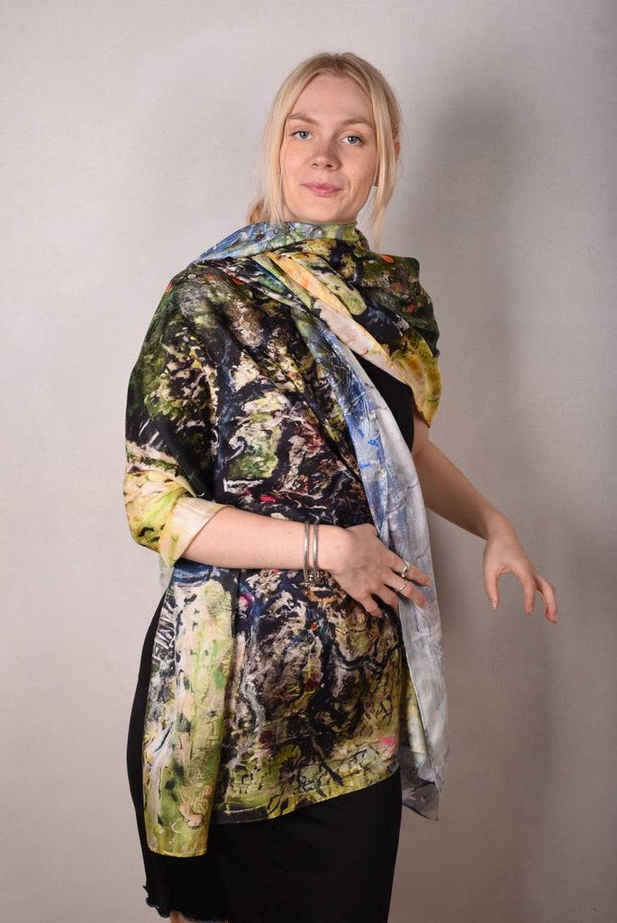 Crush, artist. Large Shawl/sarong in 100% silk Habotai. Martin Spang Olsen "Oak Dance" - Tone Barker Silk
