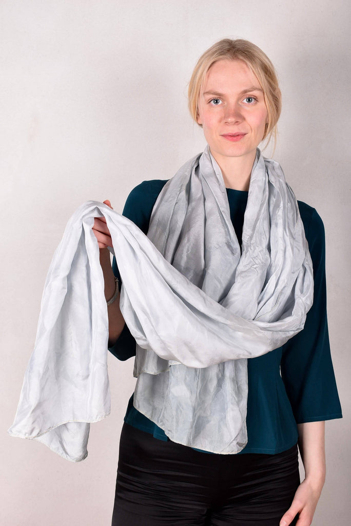 Crush. Large silk shawl.  Col: "Pale blue-silver" - Tone Barker Silk