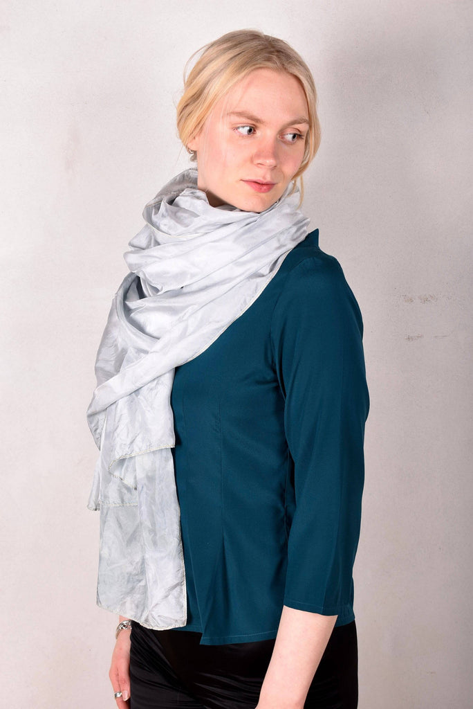 Crush. Large silk shawl.  Col: "Pale blue-silver" - Tone Barker Silk