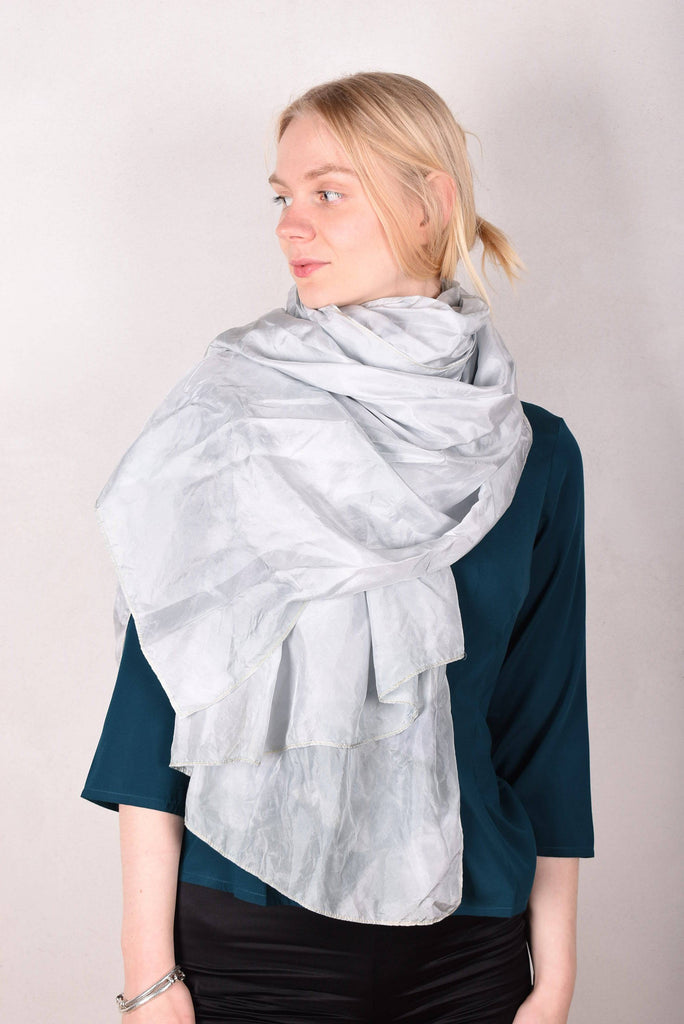 Crush. Large silk shawl.  Col: "Pale blue-silver" - Tone Barker Silk