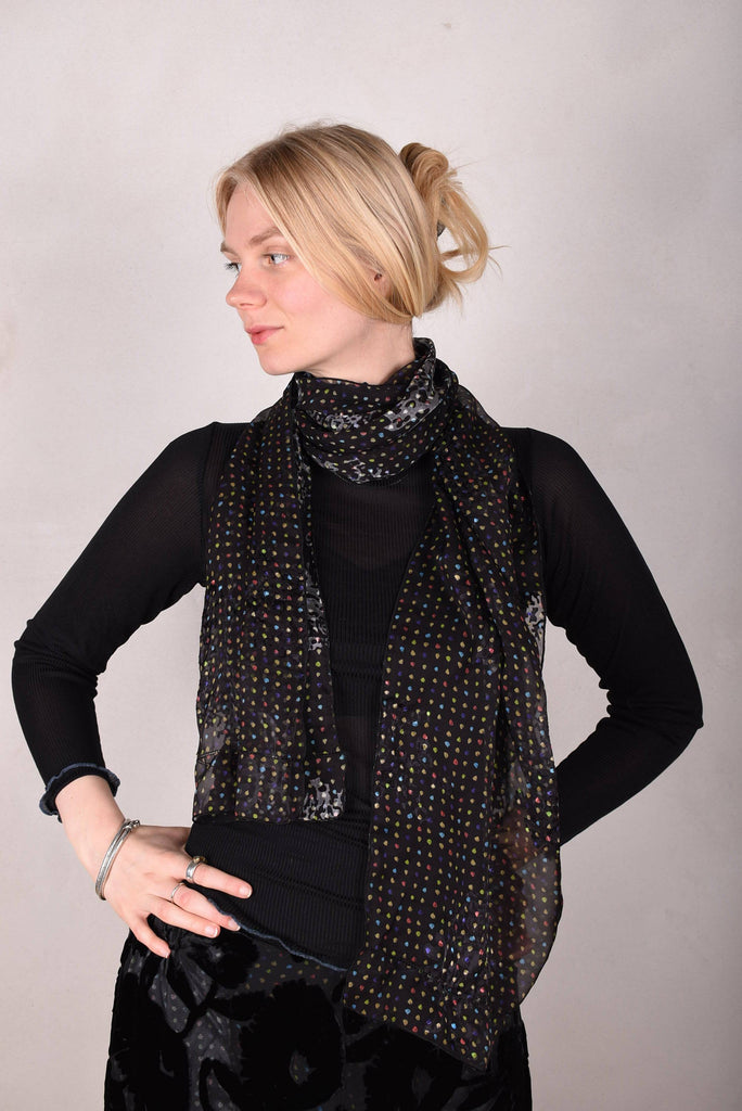 Scarf/Shawl in silk devoré (silk + viscose) print "Blears" - Tone Barker Silk