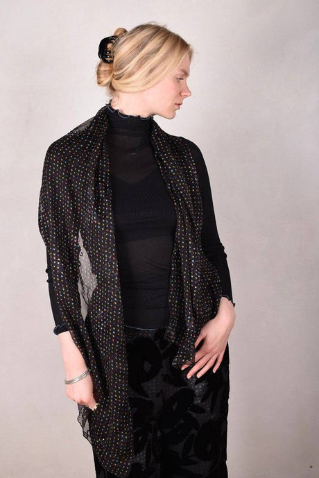 Scarf/Shawl in silk devoré (silk + viscose) print "Blears" - Tone Barker Silk