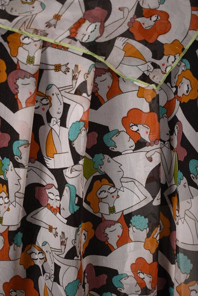 Scarf/Shawl in silk Georgette (100%silk)  print "Madame" - Tone Barker Silk