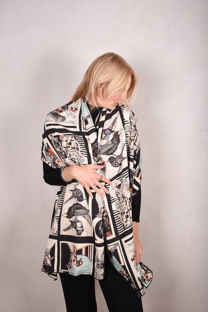 Shawl in double Noil Silk/Rayon mix 60%silk/40%viscose. 70X200 cm "6-Suse" - Tone Barker Silk