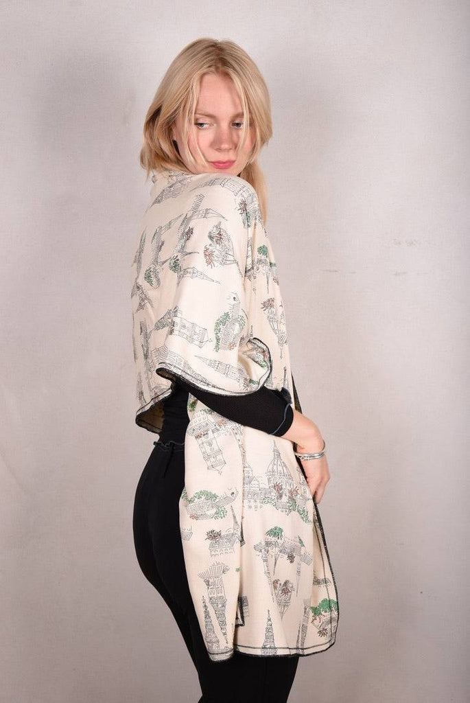 Shawl in double Noil Silk/Rayon mix 60%silk/40%viscose. 70X200 cm "N-Towers" - Tone Barker Silk