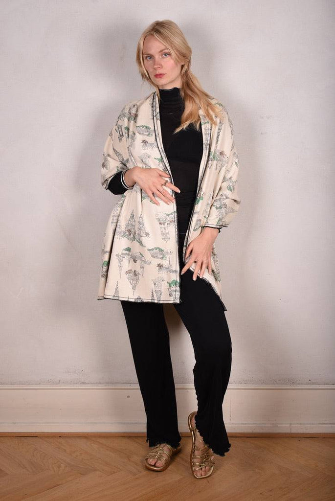 Shawl in double Noil Silk/Rayon mix 60%silk/40%viscose. 70X200 cm "N-Towers" - Tone Barker Silk