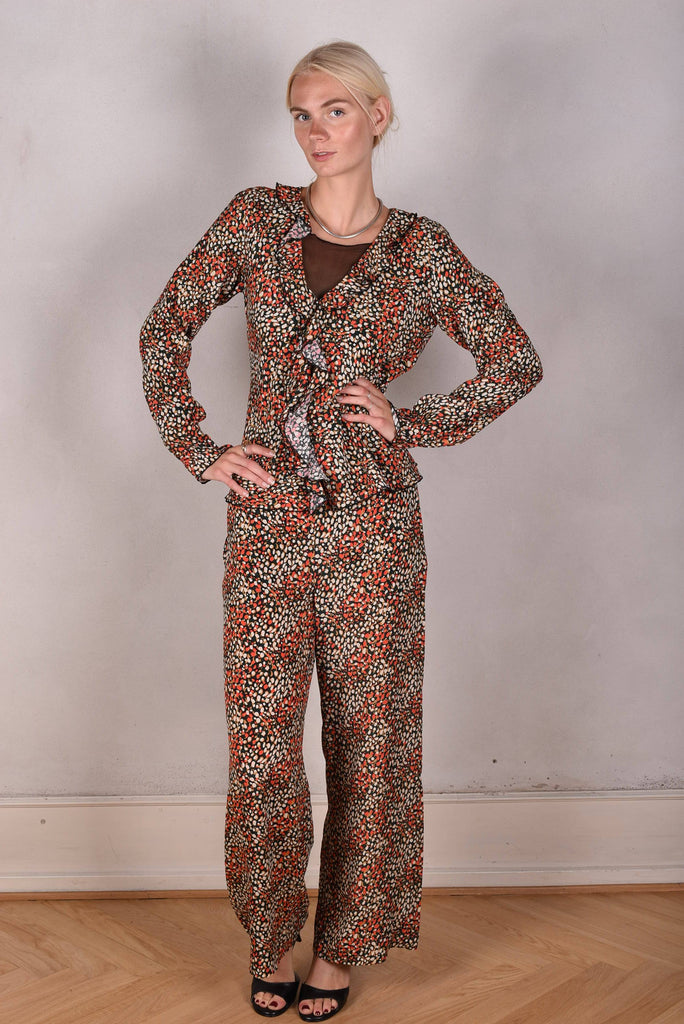 Palma - Silk/Viscose shirt with frill,  "Bee-drops" - Tone Barker Silk