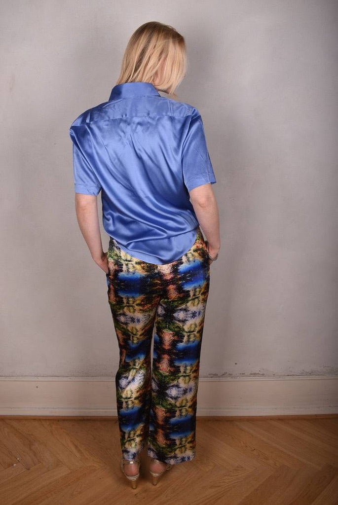 Summer Shirt Man. Silk shirt w. short sleeves "Martin-blue" - Tone Barker Silk