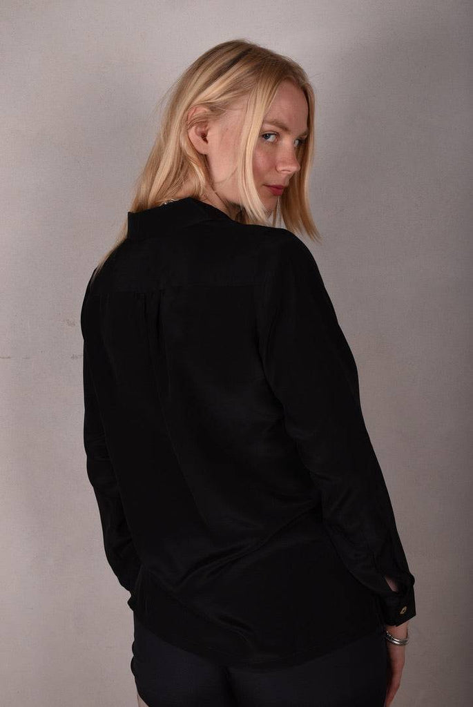 Tamie-crepe. 100% Silk crepe shirt. Black - Tone Barker Silk