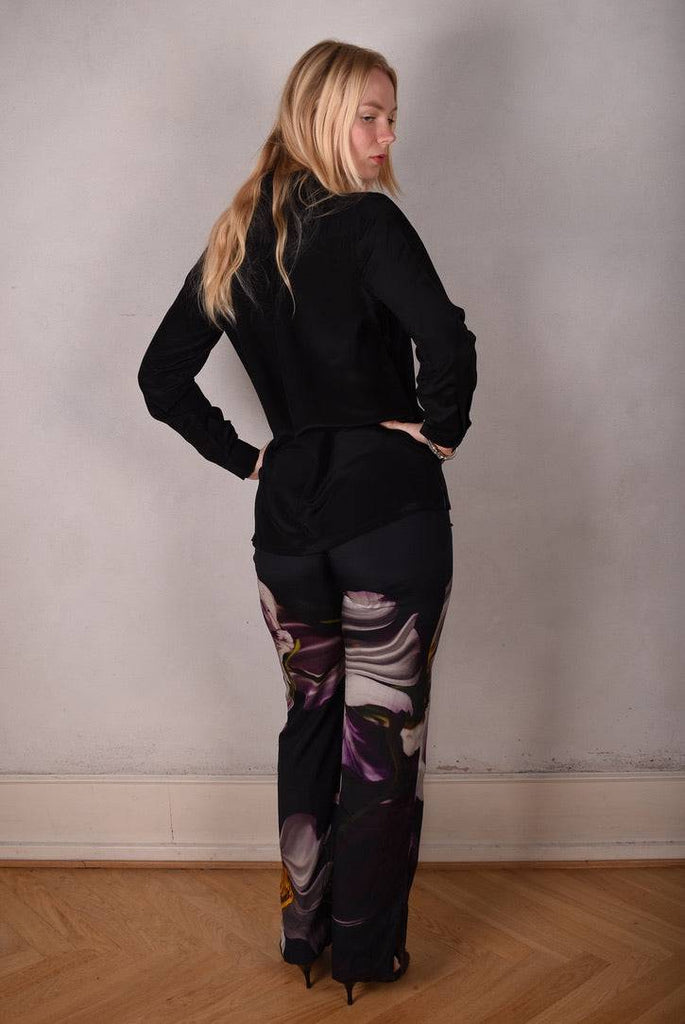 Tamie-crepe. 100% Silk crepe shirt. Black - Tone Barker Silk