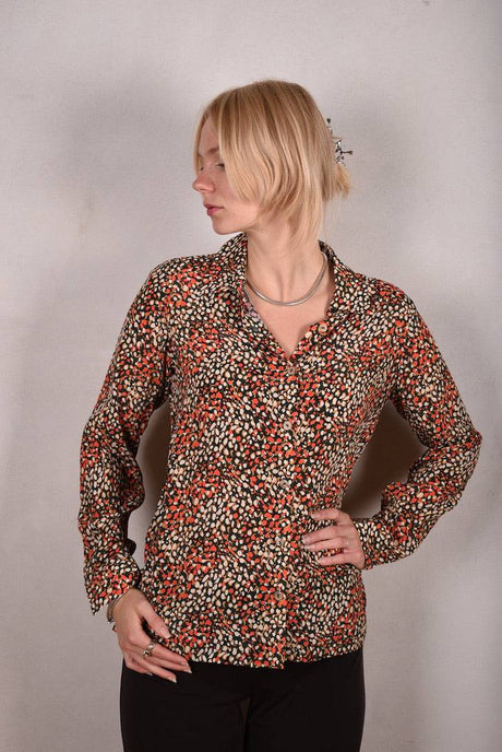 Tamie Crepe de Chine  Silk/viscose mix  shirt. Print "Be-drops" - Tone Barker Silk