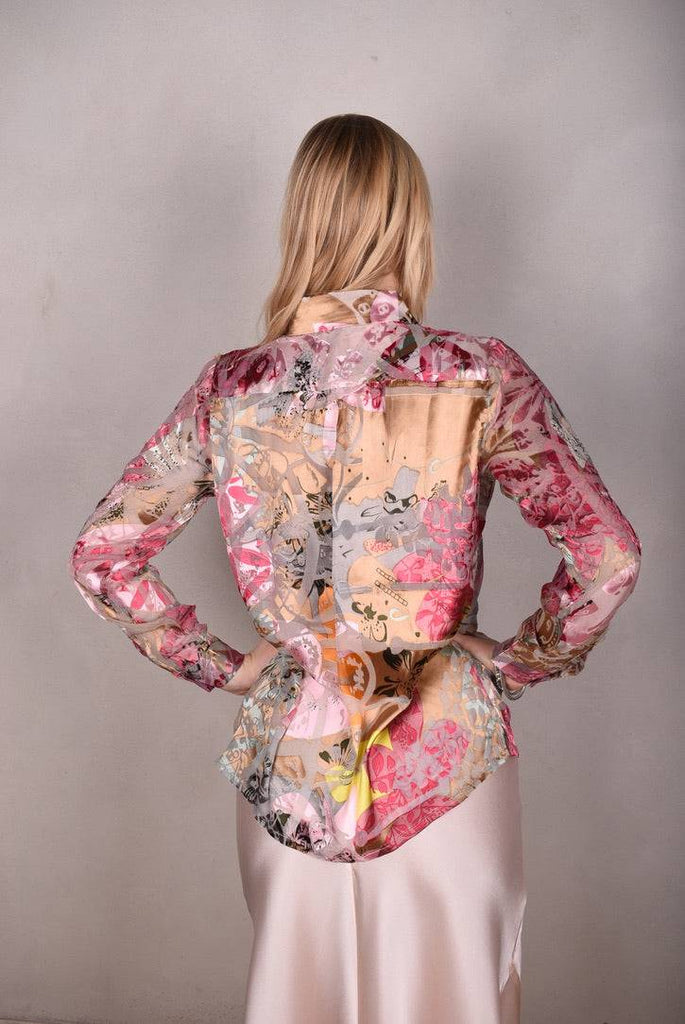 Tamie-Devoré. Classic shirt in  silk/viscose devoré "Mystique" - Tone Barker Silk