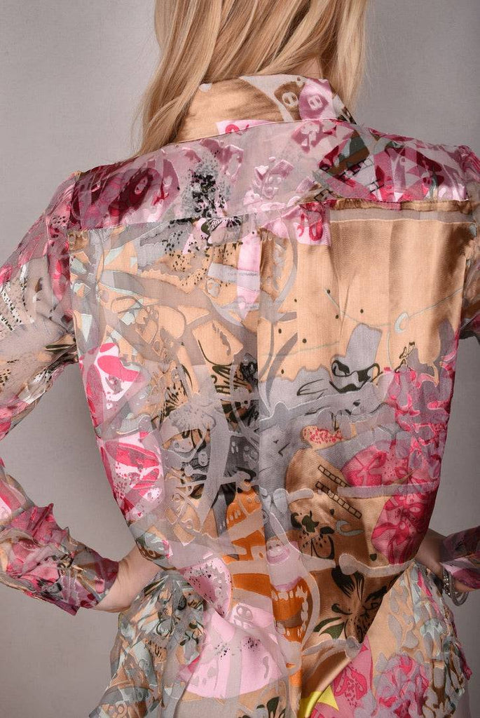 Tamie-Devoré. Classic shirt in  silk/viscose devoré "Mystique" - Tone Barker Silk