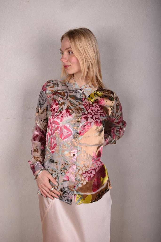 Tamie-Devoré. Classic shirt in  silk/viscose devoré "Mystique" - Tone Barker Silk