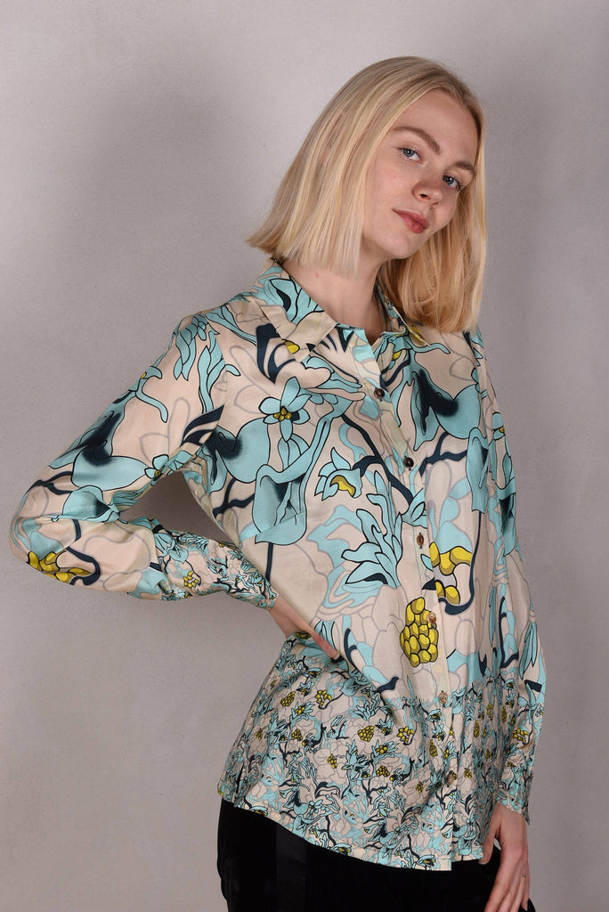 Tamie-Habotai. Classic shirt in  100% silk "Pagoda" - Tone Barker Silk